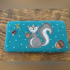 Teal Squirrel Wallet with Acorn Design